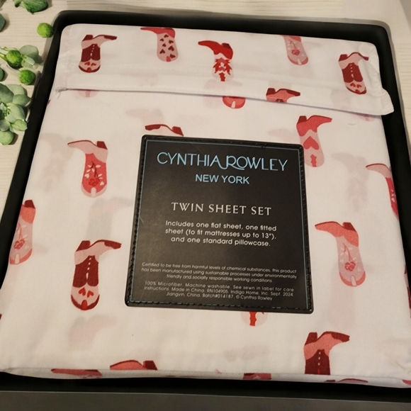 Cynthia Rowley Other - Cynthia Rowley Cowgirl Western Twin 3pc Sheet Set Hearts Pink White